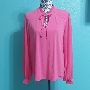 Calvin Klein Pink Blouse with Tie-Neck